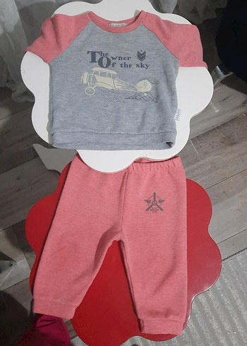 Babydola Gri Baskılı Uzun Kollu Erkek Bebek Takımı
