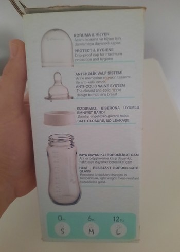 Isıya Dayanıklı Beyaz Cam Biberon 240 ml - Görsel 2