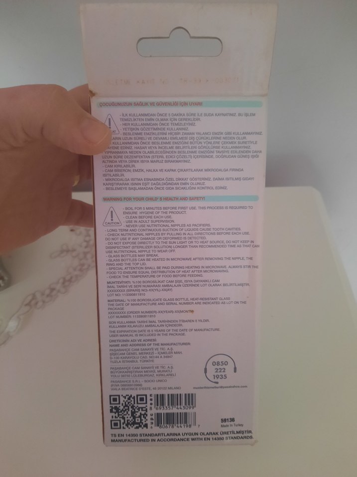 Isıya Dayanıklı Beyaz Cam Biberon 240 ml - Görsel 3