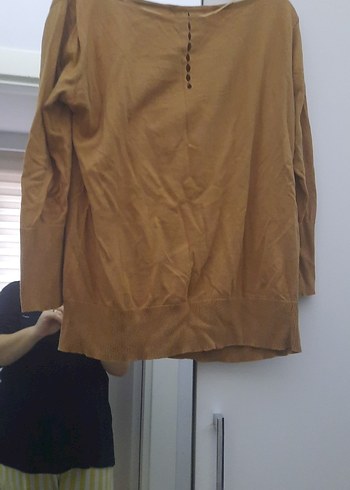 Bej Kadın Keten Salaş Boğazlı Kazak - Görsel 9