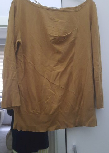 Bej Kadın Keten Salaş Boğazlı Kazak - Görsel 3