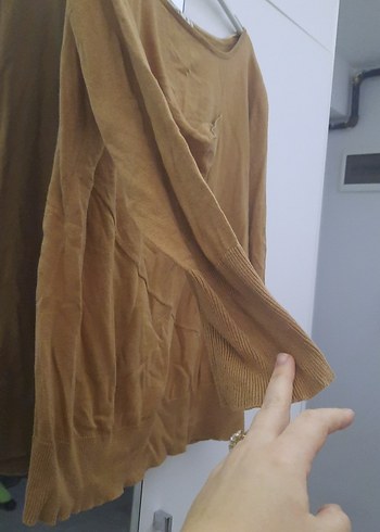 Bej Kadın Keten Salaş Boğazlı Kazak - Görsel 6