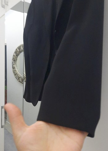 Siyah Kadın Ofis Blazeri, Düğmeli, Uzun Kollu - Görsel 5