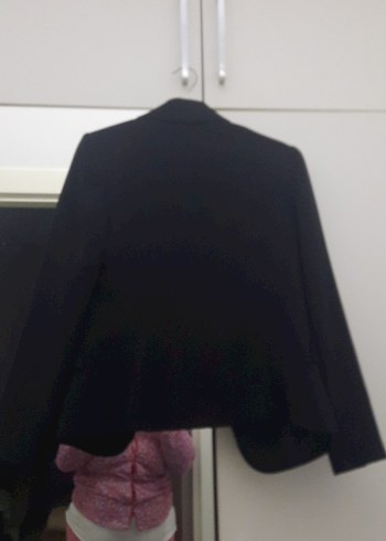 Siyah Kadın Ofis Blazeri, Düğmeli, Uzun Kollu - Görsel 9