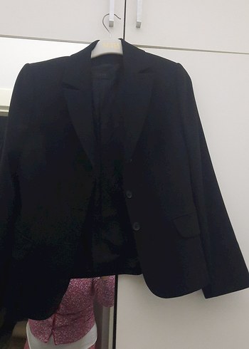 Siyah Kadın Ofis Blazeri, Düğmeli, Uzun Kollu - Görsel 10