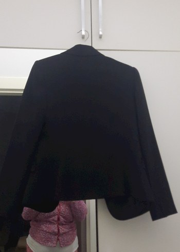 Siyah Kadın Ofis Blazeri, Düğmeli, Uzun Kollu - Görsel 8