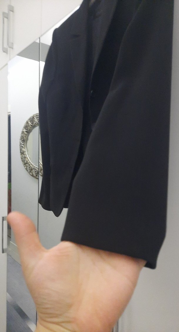 Siyah Kadın Ofis Blazeri, Düğmeli, Uzun Kollu - Görsel 5