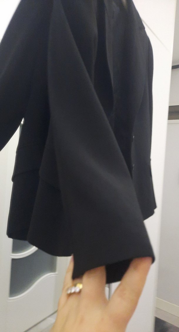 Siyah Kadın Ofis Blazeri, Düğmeli, Uzun Kollu - Görsel 3