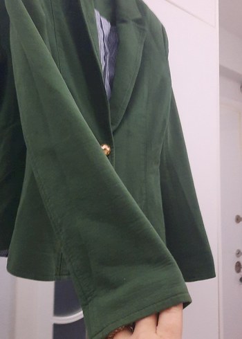 Yeşil Düğmeli Kadın Blazer Ceket - Görsel 4