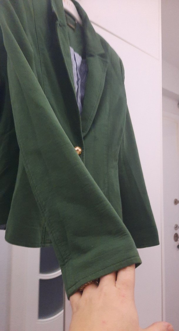 Yeşil Düğmeli Kadın Blazer Ceket - Görsel 4