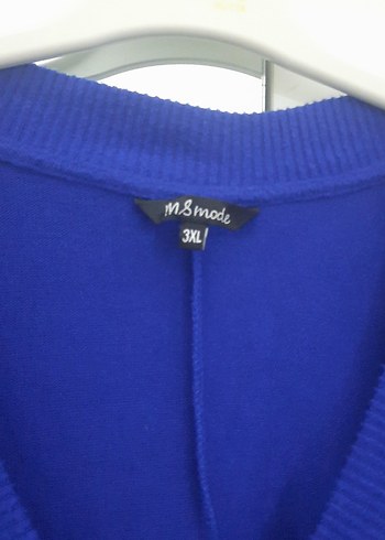 Kadın Mavi V Yaka Örgü Salaş Kazak - Görsel 5