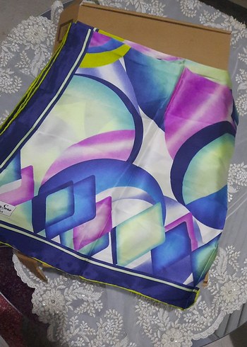 Pastel Renkli İpek Kadın Eşarp - Görsel 5