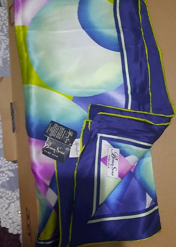 Pastel Renkli İpek Kadın Eşarp - Görsel 4