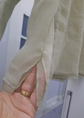 Uzun Kollu Keten Bluz - Görsel 4