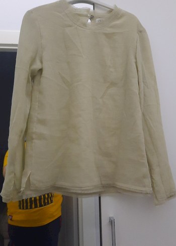 Uzun Kollu Keten Bluz - Görsel 2