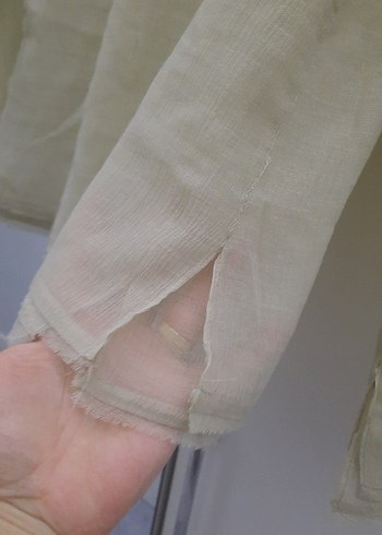 Uzun Kollu Keten Bluz - Görsel 6