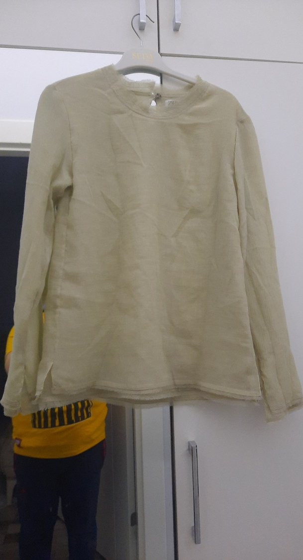 Uzun Kollu Keten Bluz - Görsel 2