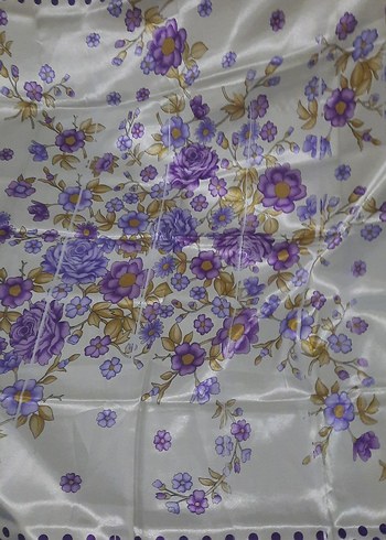 Mor Çiçekli Kadın Eşarp - Görsel 5