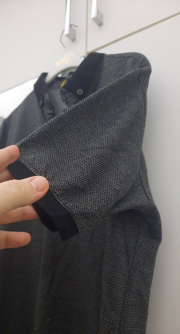 Gri Düğmeli Erkek Polo Tişört - Görsel 5