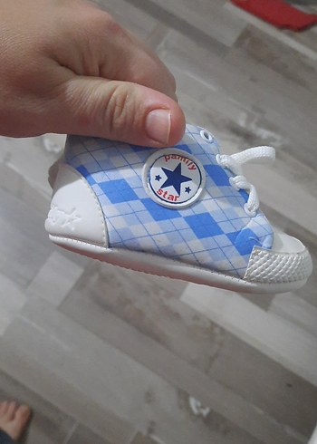 19 Beden Mavi Ekoseli Erkek Bebek İlk Adım Ayakkabısı