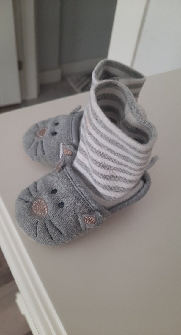 Gri Örgü Erkek Bebek Patik - Görsel 4