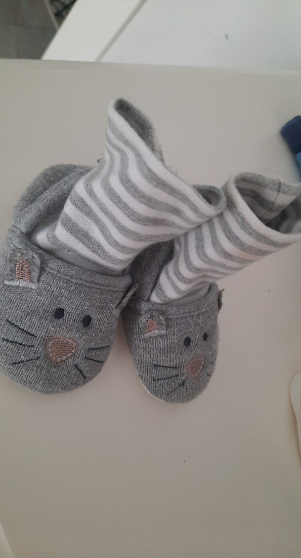 Gri Örgü Erkek Bebek Patik - Görsel 3