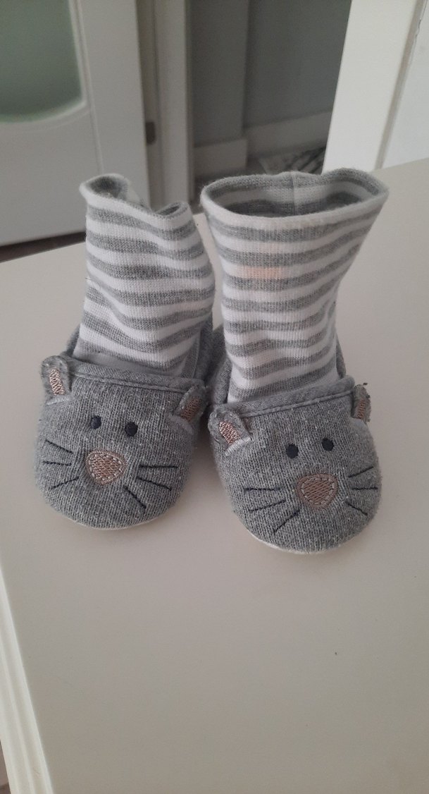 Gri Örgü Erkek Bebek Patik - Görsel 2