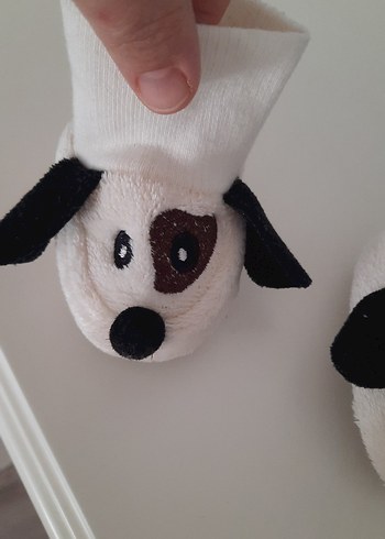 Nakışlı Köpek Figürlü Beyaz Erkek Çorabı - Görsel 2