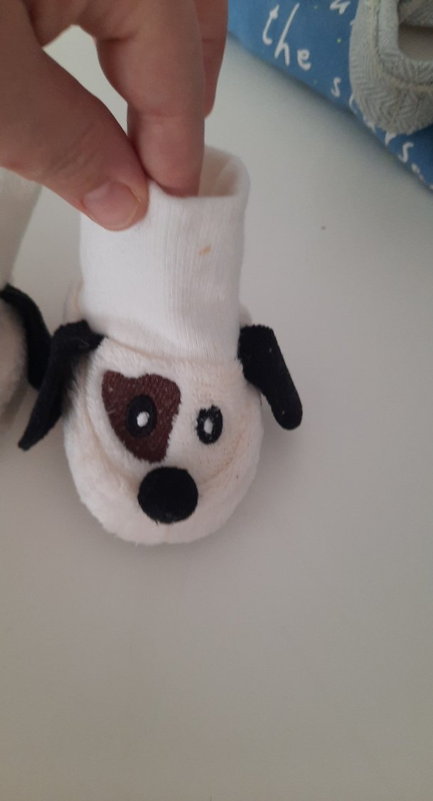 Nakışlı Köpek Figürlü Beyaz Erkek Çorabı - Görsel 3