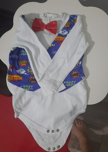 Renkli Baskılı Papyonlu Bebek Body - Görsel 4