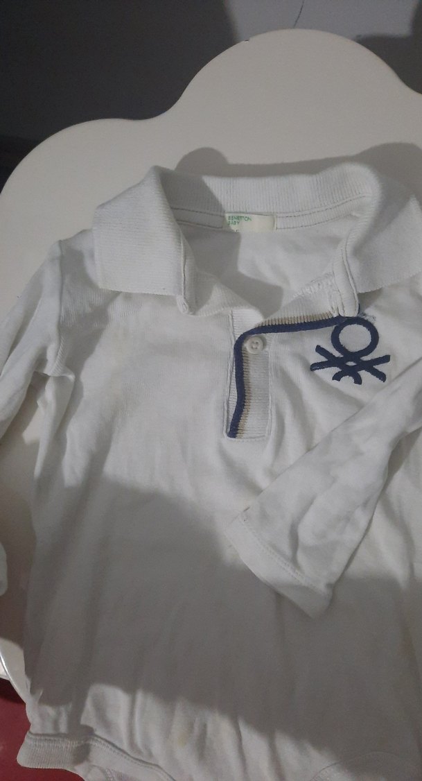 Beyaz Yakalı Kısa Kollu Bebek Body - Görsel 5