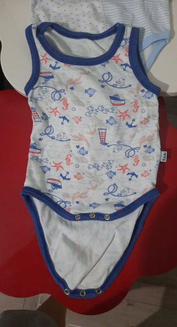 Mavi Düğmeli Erkek Bebek Çıtçıtlı Body - Görsel 3