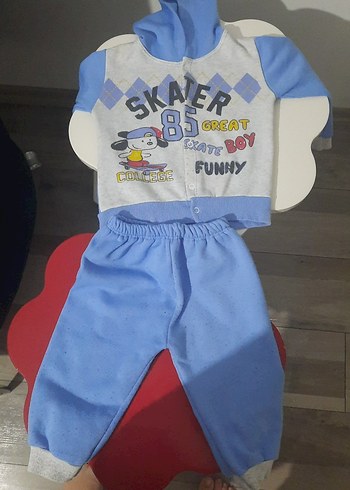 Diğer Mavi Baskılı Erkek Bebek Sweatshirt ve Pantolon Takımı