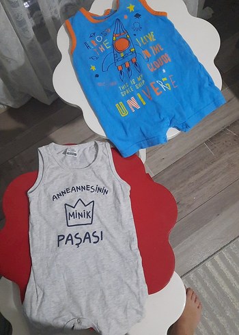 Gri Baskılı Erkek Bebek Askılı Tulum - Görsel 2