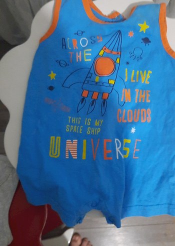 Gri Baskılı Erkek Bebek Askılı Tulum - Görsel 8