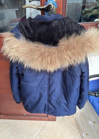 Erkek Çocuk Lacivert Kürklü Street Wear Mont - Görsel 3