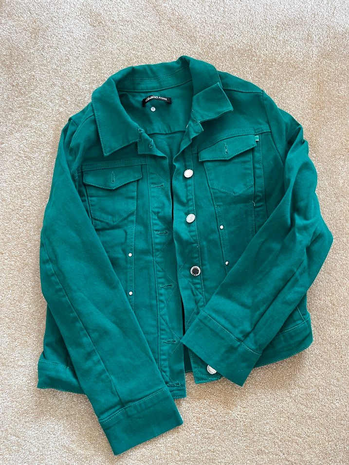 Düğmeli Yeşil Kadın Denim Ceket - Görsel 2