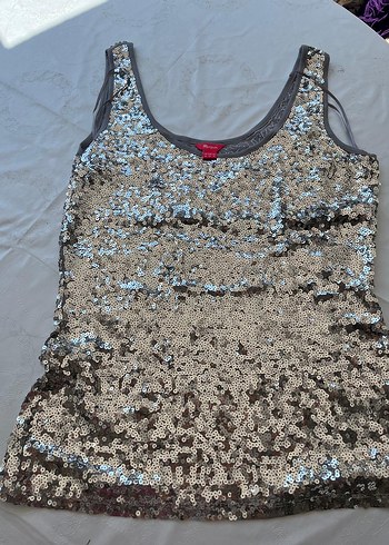 Gri Parlak Payetli Kadın Atlet - Görsel 5