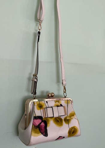 Çiçek Desenli Özel Tasarım Beyaz Kadın Çanta - Görsel 8