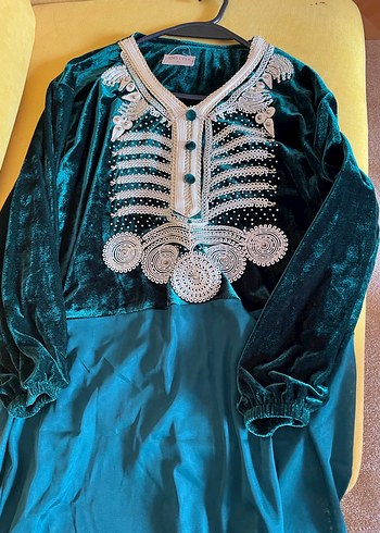 Nakışlı Uzun Kollu Bohem Vintage Elbise - Görsel 3