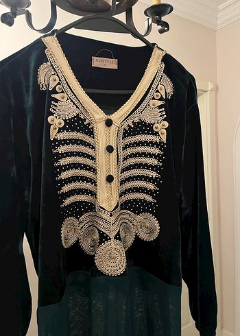 Nakışlı Uzun Kollu Bohem Vintage Elbise - Görsel 5