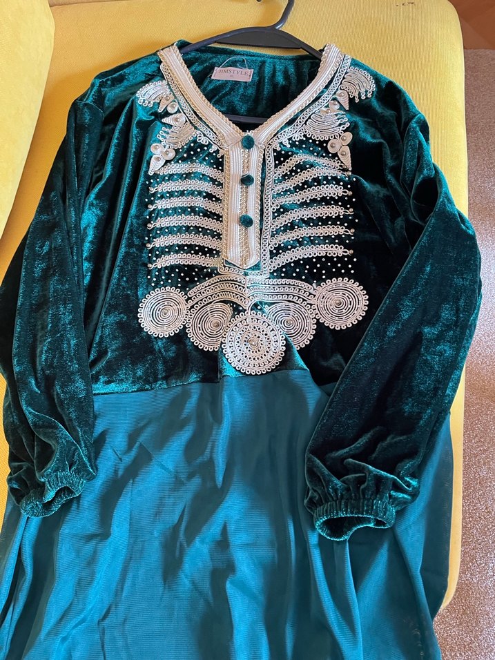 Nakışlı Uzun Kollu Bohem Vintage Elbise - Görsel 3