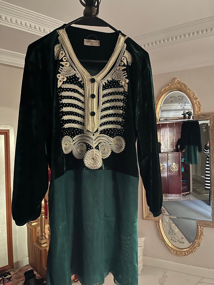 Nakışlı Uzun Kollu Bohem Vintage Elbise - Görsel 4