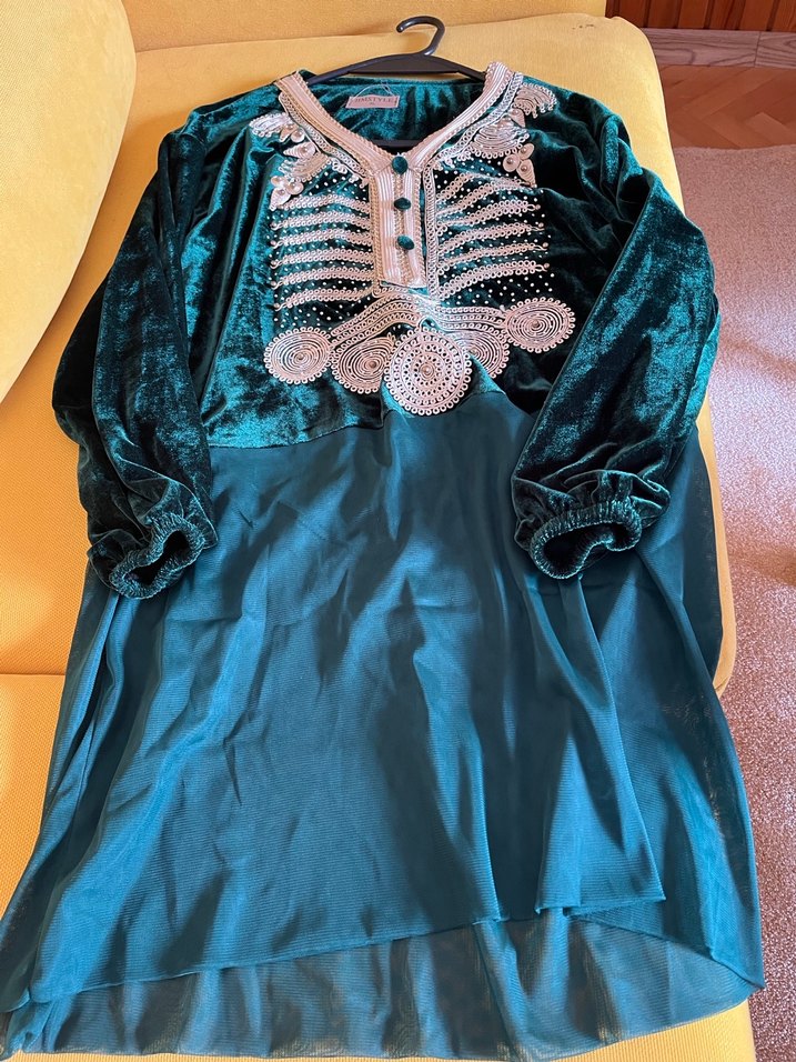 Nakışlı Uzun Kollu Bohem Vintage Elbise - Görsel 2