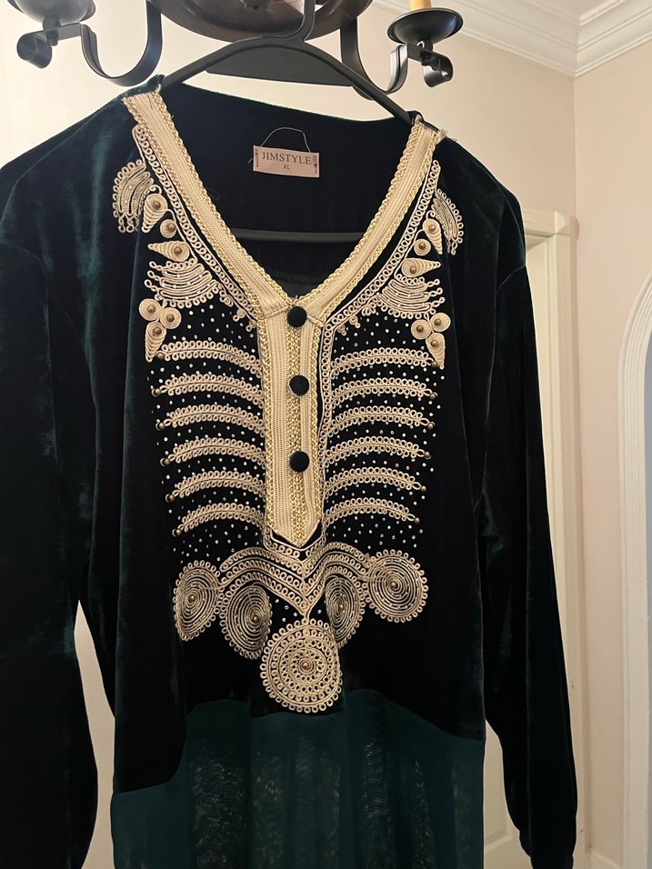 Nakışlı Uzun Kollu Bohem Vintage Elbise - Görsel 5