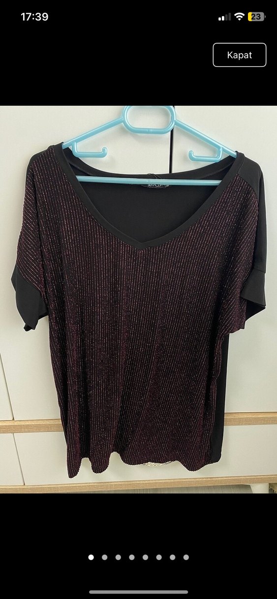 Bordo V Yaka Kadın Triko Bluz - Görsel 4