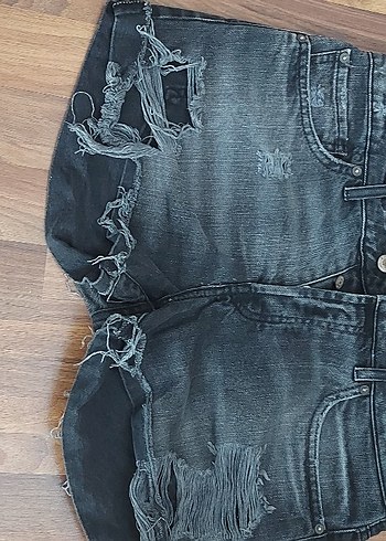 Gri Kadın Grunge Punk Mini Kot Şort