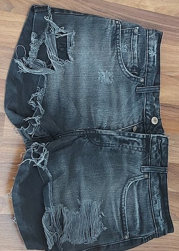 Mango Gri Kadın Grunge Punk Mini Kot Şort