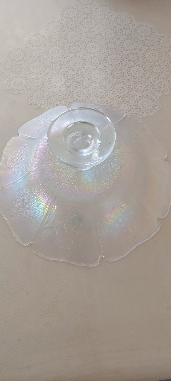 Beyaz Desenli Cam Tabak - Görsel 2