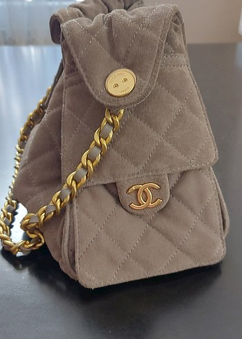 Chanel Bej Zincir Detaylı Kadın Süet Çanta